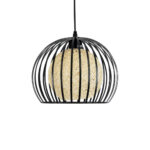 GloboStar® CARTER 00960 Μοντέρνο Κρεμαστό Φωτιστικό Πλέγμα Μονόφωτο 1 x E27 IP20 Μαύρο Μέταλλο με Μελί Γυαλί - Μ28 x Π28 x Υ23cm - Image 4