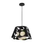 GloboStar® CARTER 00962 Μοντέρνο Κρεμαστό Φωτιστικό Πλέγμα Μονόφωτο 1 x E27 IP20 Μαύρο Μέταλλο με Μπεζ Σχοινί - Μ28 x Π28 x Υ22cm - Image 2