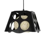 GloboStar® CARTER 00962 Μοντέρνο Κρεμαστό Φωτιστικό Πλέγμα Μονόφωτο 1 x E27 IP20 Μαύρο Μέταλλο με Μπεζ Σχοινί - Μ28 x Π28 x Υ22cm - Image 3
