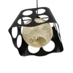 GloboStar® CARTER 00962 Μοντέρνο Κρεμαστό Φωτιστικό Πλέγμα Μονόφωτο 1 x E27 IP20 Μαύρο Μέταλλο με Μπεζ Σχοινί - Μ28 x Π28 x Υ22cm - Image 4