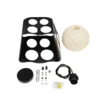 GloboStar® CARTER 00962 Μοντέρνο Κρεμαστό Φωτιστικό Πλέγμα Μονόφωτο 1 x E27 IP20 Μαύρο Μέταλλο με Μπεζ Σχοινί - Μ28 x Π28 x Υ22cm - Image 8