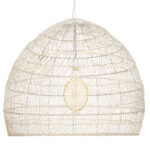 GloboStar® MALIBU 00965 Boho Κρεμαστό Φωτιστικό Πλέγμα Μονόφωτο 1 x E27 IP20 Μπεζ Ξύλο - Μ100 x Π100 x Y86cm - Image 3