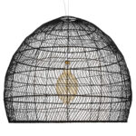 GloboStar® MALIBU 00966 Boho Κρεμαστό Φωτιστικό Πλέγμα Μονόφωτο 1 x E27 IP20 Μαύρο Ξύλο - Μ100 x Π100 x Y86cm - Image 3