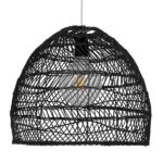 GloboStar® MALIBU 00969 Boho Κρεμαστό Φωτιστικό Πλέγμα Μονόφωτο 1 x E27 IP20 Μαύρο Ξύλο - Μ40 x Π40 x Υ35cm - Image 2