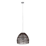 GloboStar® MALIBU 00970 Boho Κρεμαστό Φωτιστικό Πλέγμα Μονόφωτο 1 x E27 IP20 Καφέ Ξύλο - Μ40 x Π40 x Υ35cm - Image 2