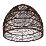 GloboStar® MALIBU 00970 Boho Κρεμαστό Φωτιστικό Πλέγμα Μονόφωτο 1 x E27 IP20 Καφέ Ξύλο - Μ40 x Π40 x Υ35cm - Image 5