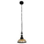 GloboStar® BILLIARD 00971 Vintage Κρεμαστό Φωτιστικό Καμπάνα Μονόφωτο 1 x E27 IP20 Mαύρο Μέταλλο με Μελί Γυαλί - Μ25 x Π25 x Υ29cm - Image 2