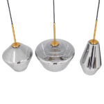 GloboStar® AMARIS 00975 Μοντέρνο Κρεμαστό Φωτιστικό Ανάρτηση Τρίφωτο 3 x E27 IP20 Χρυσό Μέταλλο με Ασημί Γυαλί - Μ75 x Π30 x Υ30cm - Image 2