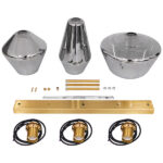 GloboStar® AMARIS 00975 Μοντέρνο Κρεμαστό Φωτιστικό Ανάρτηση Τρίφωτο 3 x E27 IP20 Χρυσό Μέταλλο με Ασημί Γυαλί - Μ75 x Π30 x Υ30cm - Image 5