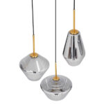 GloboStar® AMARIS 00976 Μοντέρνο Κρεμαστό Φωτιστικό Ανάρτηση Τρίφωτο 3 x E27 IP20 Χρυσό Μέταλλο με Ασημί Γυαλί - Μ50 x Π50 x Y30cm - Image 2