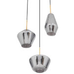 GloboStar® AMARIS 00976 Μοντέρνο Κρεμαστό Φωτιστικό Ανάρτηση Τρίφωτο 3 x E27 IP20 Χρυσό Μέταλλο με Ασημί Γυαλί - Μ50 x Π50 x Y30cm - Image 3