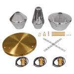 GloboStar® AMARIS 00976 Μοντέρνο Κρεμαστό Φωτιστικό Ανάρτηση Τρίφωτο 3 x E27 IP20 Χρυσό Μέταλλο με Ασημί Γυαλί - Μ50 x Π50 x Y30cm - Image 5