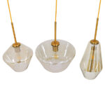 GloboStar® AMARIS 00977 Μοντέρνο Κρεμαστό Φωτιστικό Ανάρτηση Τρίφωτο 3 x E27 IP20 Χρυσό Μέταλλο με Μελί Γυαλί - Μ75 x Π30 x Υ30cm - Image 2