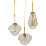 GloboStar® AMARIS 00978 Μοντέρνο Κρεμαστό Φωτιστικό Ανάρτηση Τρίφωτο 3 x E27 IP20 Χρυσό Μέταλλο με Μελί Γυαλί - Μ50 x Π50 x Y30cm - Image 2