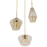 GloboStar® AMARIS 00978 Μοντέρνο Κρεμαστό Φωτιστικό Ανάρτηση Τρίφωτο 3 x E27 IP20 Χρυσό Μέταλλο με Μελί Γυαλί - Μ50 x Π50 x Y30cm - Image 3