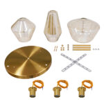 GloboStar® AMARIS 00978 Μοντέρνο Κρεμαστό Φωτιστικό Ανάρτηση Τρίφωτο 3 x E27 IP20 Χρυσό Μέταλλο με Μελί Γυαλί - Μ50 x Π50 x Y30cm - Image 5