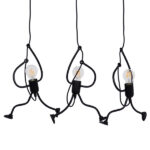 GloboStar® LITTLE MAN 00980 Μοντέρνο Κρεμαστό Φωτιστικό Φιγούρα Τρίφωτο 3 x E27 IP20 Μαύρο Μέταλλο - Μ70 x Π10 x Υ105cm