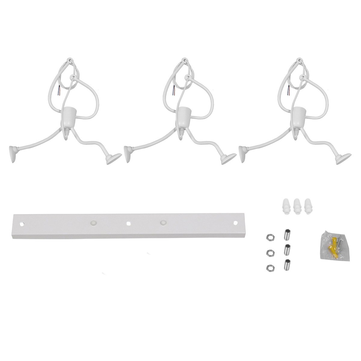 GloboStar® FIGURE 10000981 Παιδικό Κρεμαστό Φωτιστικό Ράγα Τρίφωτο 3 x E27 IP20 Λευκό Μέταλλο - Μ70 x Π10 x Υ105cm - Image 6