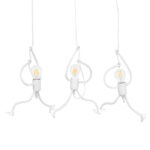 GloboStar® LITTLE MAN 00981 Μοντέρνο Κρεμαστό Φωτιστικό Φιγούρα Τρίφωτο 3 x E27 IP20 Λευκό Μέταλλο - Μ70 x Π10 x Υ105cm