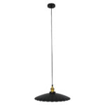 GloboStar® MARGI 00982 Vintage Κρεμαστό Φωτιστικό Καμπάνα Μονόφωτο 1 x E27 IP20 Μαύρο & Χρυσό Μέταλλο - Μ40 x Π40 x Y15cm