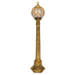 GloboStar® ETOILE 00985 Vintage Φωτιστικό Δαπέδου Μονόφωτο 1 x E27 Μπρονζέ Χρυσό Μεταλλικό Πλέγμα με Μελί Γυάλινη Μπάλα D18 x H102cm - Image 2