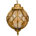 GloboStar® ETOILE 00987 Vintage Κρεμαστό Φωτιστικό Μπάλα Μονόφωτο 1 x E27 IP20 Μπρούτζινο & Χρυσό Μέταλλο με Μελί Γυαλί - Μ28 x Π28 x Y38cm - Image 2