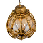 GloboStar® ETOILE 00987 Vintage Κρεμαστό Φωτιστικό Μπάλα Μονόφωτο 1 x E27 IP20 Μπρούτζινο & Χρυσό Μέταλλο με Μελί Γυαλί - Μ28 x Π28 x Y38cm - Image 3