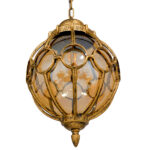 GloboStar® ETOILE 00987 Vintage Κρεμαστό Φωτιστικό Μπάλα Μονόφωτο 1 x E27 IP20 Μπρούτζινο & Χρυσό Μέταλλο με Μελί Γυαλί - Μ28 x Π28 x Y38cm - Image 4