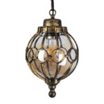 GloboStar® ETOILE 00988 Vintage Κρεμαστό Φωτιστικό Μπάλα Μονόφωτο 1 x E27 IP20 Μπρούτζινο Μέταλλο με Μελί Γυαλί - Μ18 x Π18 x Y27cm - Image 4