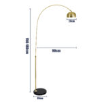 GloboStar® PRAGUE 00991 Μοντέρνο Επιδαπέδιο Φωτιστικό Μονόφωτο 1 x E27 IP20 Χρυσό Μέταλλο με Μαύρο Μάρμαρο - Μ90 x Π29.5 x Υ180cm - Image 13