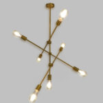 GloboStar® ESTHER 00993 Μοντέρνο Φωτιστικό Οροφής Πλέγμα Πολύφωτο 7 x E27 IP20 Χρυσό Μέταλλο - Μ75 x Π75 x Υ88cm