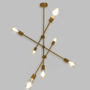 GloboStar® ESTHER 00993 Μοντέρνο Φωτιστικό Οροφής Πλέγμα Πολύφωτο 7 x E27 IP20 Χρυσό Μέταλλο - Μ75 x Π75 x Υ88cm