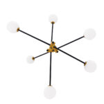 GloboStar® VELVET 00994 Μοντέρνο Φωτιστικό Οροφής Πλέγμα Πολύφωτο 6 x G9 IP20 Μαύρο & Χρυσό Μέταλλο με Λευκό Γυαλί - Μ80 x Π80 x Υ85cm - Image 3