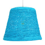 GloboStar® PLAYROOM 00995 Vintage Κρεμαστό Φωτιστικό Καμπάνα Μονόφωτο 1 x E27 IP20 Μπλε Rattan - Μ32 x Π32 x Υ27cm - Image 2