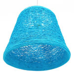 GloboStar® PLAYROOM 00995 Vintage Κρεμαστό Φωτιστικό Καμπάνα Μονόφωτο 1 x E27 IP20 Μπλε Rattan - Μ32 x Π32 x Υ27cm - Image 4