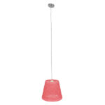 GloboStar® PLAYROOM 00996 Vintage Κρεμαστό Φωτιστικό Καμπάνα Μονόφωτο 1 x E27 IP20 Ροζ Rattan - Μ32 x Π32 x Υ27cm