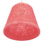 GloboStar® PLAYROOM 00996 Vintage Κρεμαστό Φωτιστικό Καμπάνα Μονόφωτο 1 x E27 IP20 Ροζ Rattan - Μ32 x Π32 x Υ27cm - Image 4