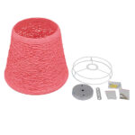 GloboStar® PLAYROOM 00996 Vintage Κρεμαστό Φωτιστικό Καμπάνα Μονόφωτο 1 x E27 IP20 Ροζ Rattan - Μ32 x Π32 x Υ27cm - Image 5