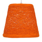 GloboStar® PLAYROOM 00997 Vintage Κρεμαστό Φωτιστικό Καμπάνα Μονόφωτο 1 x E27 IP20 Πορτοκαλί Rattan - Μ32 x Π32 x Υ27cm - Image 2