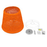 GloboStar® PLAYROOM 00997 Vintage Κρεμαστό Φωτιστικό Καμπάνα Μονόφωτο 1 x E27 IP20 Πορτοκαλί Rattan - Μ32 x Π32 x Υ27cm - Image 5