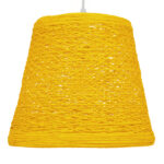 GloboStar® PLAYROOM 00998 Vintage Κρεμαστό Φωτιστικό Καμπάνα Μονόφωτο 1 x E27 IP20 Κίτρινο Rattan - Μ32 x Π32 x Υ27cm - Image 2