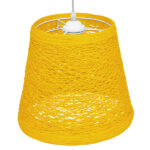 GloboStar® PLAYROOM 00998 Vintage Κρεμαστό Φωτιστικό Καμπάνα Μονόφωτο 1 x E27 IP20 Κίτρινο Rattan - Μ32 x Π32 x Υ27cm - Image 3