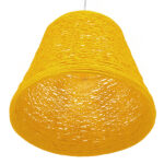 GloboStar® PLAYROOM 00998 Vintage Κρεμαστό Φωτιστικό Καμπάνα Μονόφωτο 1 x E27 IP20 Κίτρινο Rattan - Μ32 x Π32 x Υ27cm - Image 4