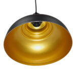 GloboStar® ANDY 01000 Μοντέρνο Κρεμαστό Φωτιστικό Καμπάνα Μονόφωτο 1 x E27 IP20 Μαύρο & Χρυσό Μέταλλο - Μ35 x Π35 x Y28cm - Image 2