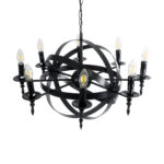 GloboStar® ESTELLE 01003 Vintage Κρεμαστό Φωτιστικό Πλέγμα Πολύφωτο 8 x E14 IP20 Μαύρο Μέταλλο - Μ65 x Π65 x Y50cm - Image 6