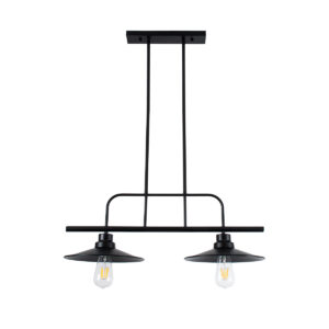 GloboStar® REGAL 01007 Vintage Φωτιστικό Οροφής Ράγα Δίφωτο 2 x E27 IP20 Μαύρο Μέταλλο - Μ67 x Π26 x Υ85cm