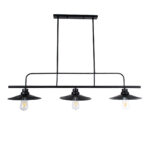 GloboStar® REGAL 01009 Vintage Φωτιστικό Οροφής Ράγα Τρίφωτο 3 x E27 IP20 Μαύρο Μέταλλο - Μ110 x Π26 x Υ75cm