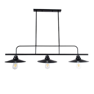 GloboStar® REGAL 01009 Vintage Φωτιστικό Οροφής Ράγα Τρίφωτο 3 x E27 IP20 Μαύρο Μέταλλο - Μ110 x Π26 x Υ75cm