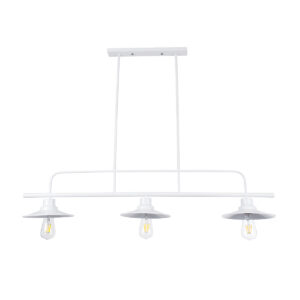 GloboStar® REGAL 01010 Vintage Φωτιστικό Οροφής Ράγα Τρίφωτο 3 x E27 IP20 Λευκό Μέταλλο - Μ110 x Π26 x Υ75cm