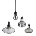 GloboStar® FEMINE 01011 Μοντέρνο Κρεμαστό Φωτιστικό Καμπάνα Σετ Πολύφωτο 4 x E27 IP20 Διάφανο Γυαλί με Μαύρο Μέταλλο - Μ70 x Π70 x Y24.5cm - Image 7